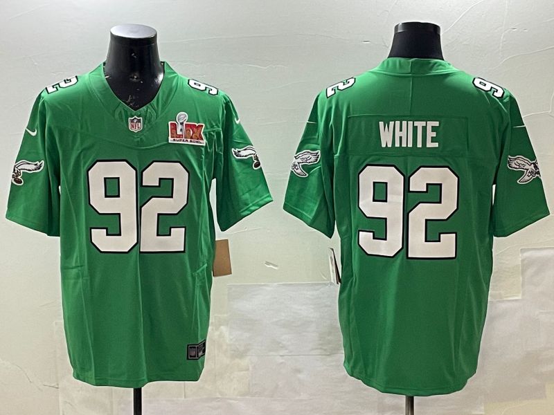 Men Philadelphia Eagles #92 White Green three generations 2025 Nike Vapor Limited NFL Jersey style 2